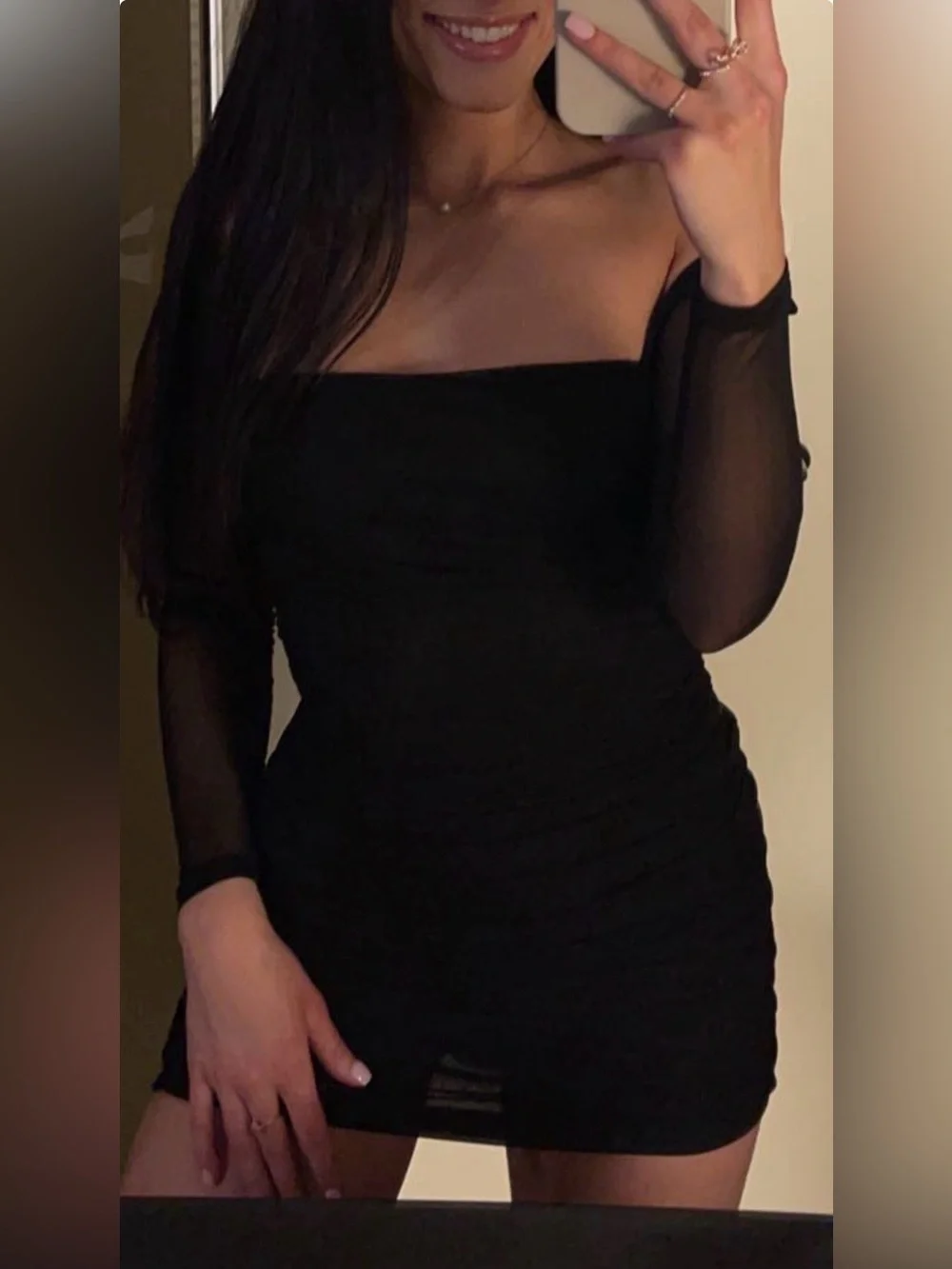 Mesh Ruched Mini Dress - Picture 2 of 8